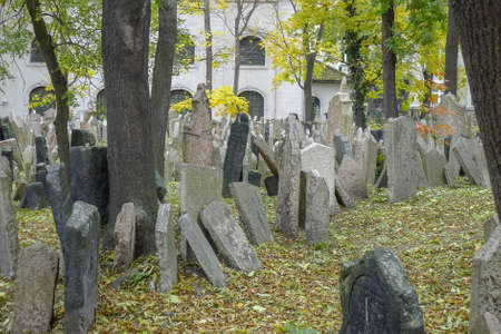 Jewish Cemetery in Prague in Czech Republic