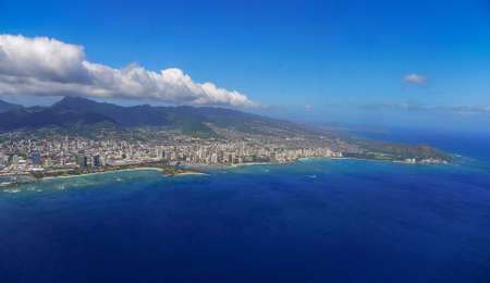 Honolulu and Diamond Head Aerial View Hawaiiの写真素材