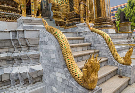 Detail outside entrance to temple in Bangkok Thailandの写真素材