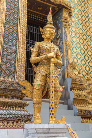 Detail outside entrance to temple in Bangkok Thailandの写真素材