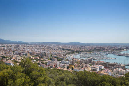 View from the Old fortified castle high above Palma in Majorca Spainの写真素材