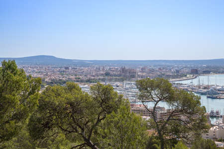 View from the Old fortified castle high above Palma in Majorca Spainの写真素材