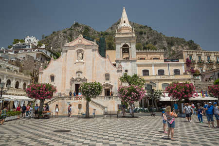 A view in Taormina in Sicily Italyの写真素材