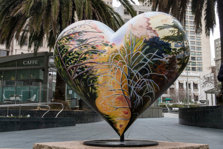 San Francisco Heart statue in the business district in Californiaのeditorial素材