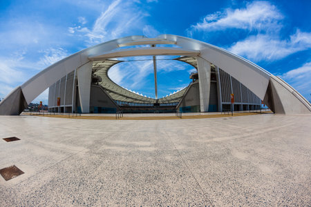 Football soccer stadium architecture design of Moses  Madhida in Durbanのeditorial素材