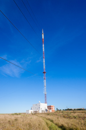 Telecom satellite radio telephone communication high signal station structures  の写真素材