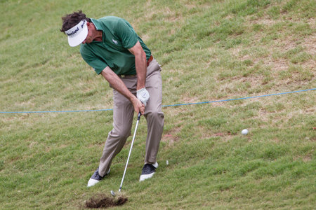 Professional Gonzalo Fdz-Castano swings and strikes his ball at the European pga Volvo Golf Champions tournament at Durban Country club South Africaのeditorial素材