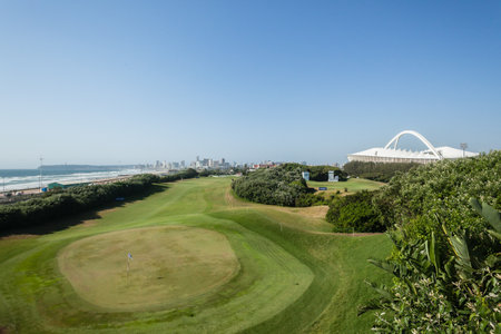 Durban Country club golf course first green fairway terrain at European PGA Tournament Volvo Golf Champions Tournament play  January 2014 South Africaのeditorial素材