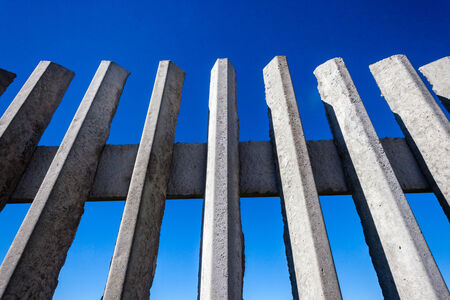 Fence section of concrete constructed materials for protection of private propertyの写真素材