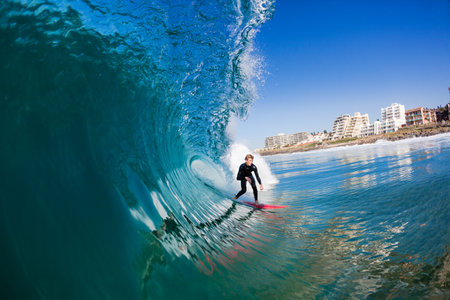 Surfing blue waves water swimming photo of rider action