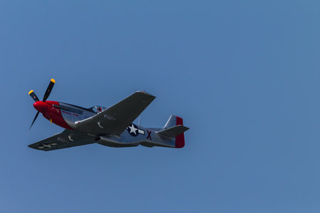 Mustang Aircraft flying acrobatics show of different planes on Durban Beachfront