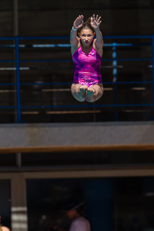 Pool diving national aquatics championships action girls at Kings Park Durban South Africaのeditorial素材