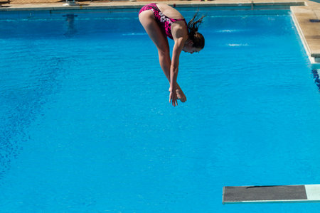 Pool diving national aquatics championships action girls at Kings Park Durban South Africaのeditorial素材