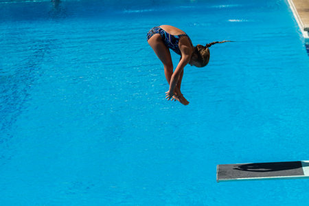 Pool diving national aquatics championships action girls at Kings Park Durban South Africaのeditorial素材