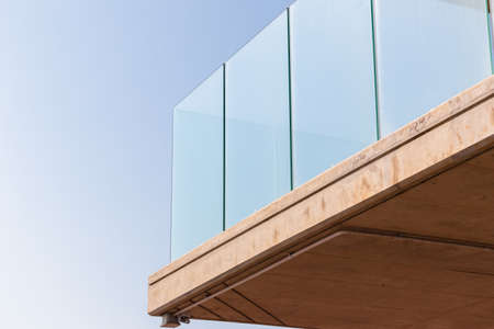 Building porch veranda corner in concrete glass abstract section