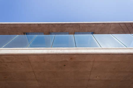 Building porch veranda design in raw concrete glass sectionの写真素材