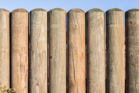 Wood pole garden fence closeup decor detailの写真素材