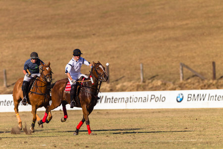 Polo action riders from USA and South Africa international games at Shongweni equestrian grounds outside Durban South-Africaのeditorial素材