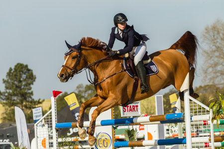 Girl Horse Jumping Nationals Championship  scenes and close-up action of riders men woman at Shongweni Hillcrest outside Durban South Africa  10th Aug 2014のeditorial素材