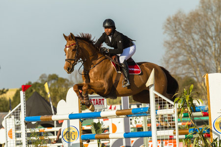 Girl Horse Jumping Nationals Championship  scenes and close-up action of riders men woman at Shongweni Hillcrest outside Durban South Africa  10th Aug 2014のeditorial素材