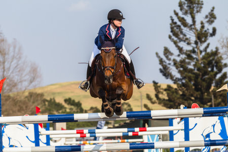 Girl Rider horse action at Horse Jumping Nationals Championship scenes and close-up action at Shongweni equestrian grounds Hillcrest outside Durban South Africa  10th Aug 2014のeditorial素材