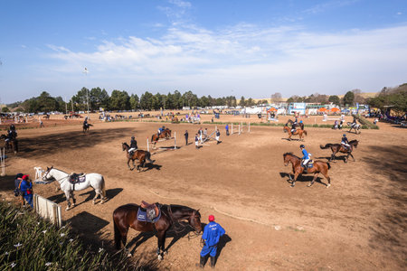 Horse Jumping Nationals Championship  scenes and close-up action of riders men woman at Shongweni Hillcrest outside Durban South Africa  10th Aug 2014のeditorial素材