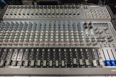 A electronic sound board for controlling media devices such as speakers, microphones, instruments, etc.のeditorial素材