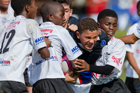 Kearsney College Rugby festival junior team actionのeditorial素材