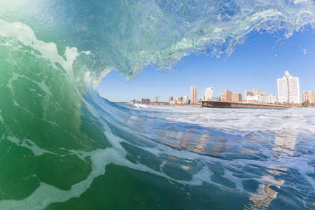 Durban beachfront Wave swimming scenic crashing water energyの写真素材