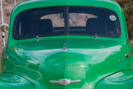 Chevrolet Classic Vintage car of color on fieldのeditorial素材