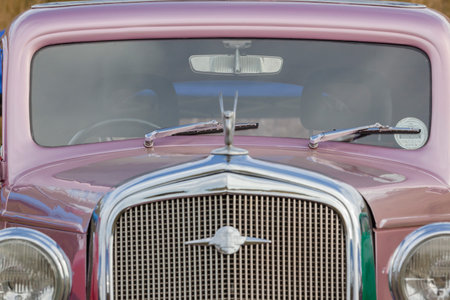 Chevrolet Classic Vintage car of color on fieldのeditorial素材