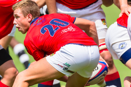 Rugby school action HTS Middleburg v Selborne College at Kearsney rugby festival.のeditorial素材