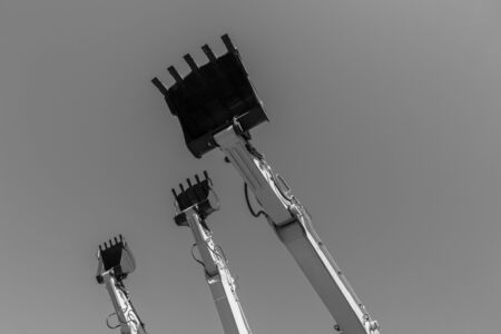 New earthwork graders buckets closeup construction machines