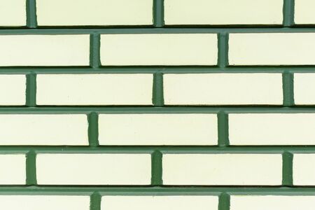 Wall decor design green yellow brick wall mold closeup backgroundの写真素材