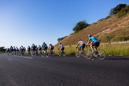 Cyclists cycling speed road raceのeditorial素材