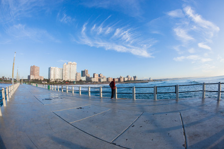 Durban pier morning scenic photo of beach ocean surfing landscapeの写真素材