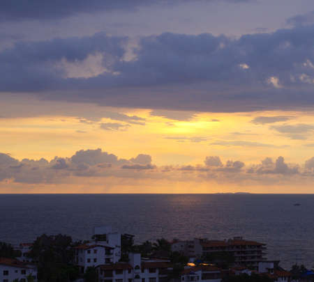 sunset in old Puerto Vallartaの写真素材