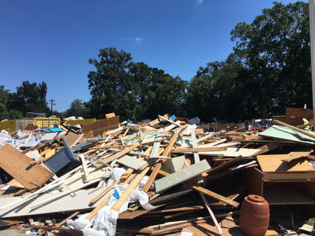 discarded building contents after flood recovery work