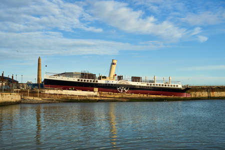 Ramsgate, United Kingdom - December 9 2021: The Medway Queen Paddle Steamer on the slipway in Ramsgate Harbourのeditorial素材