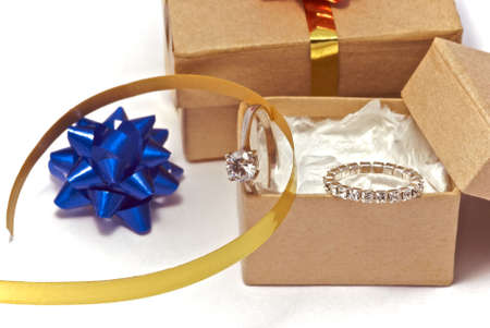 Jewellery in a box that has just been unwrapped.