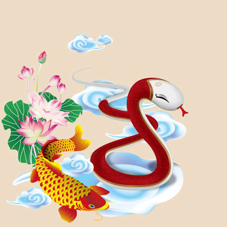 chinese zodiac - year of snakeのイラスト素材