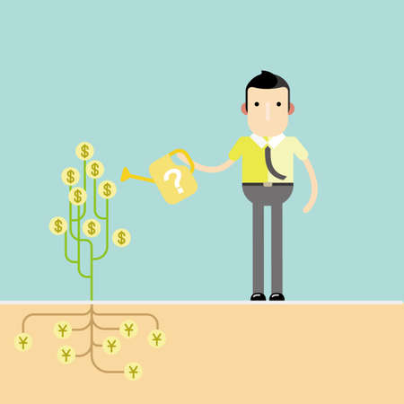 Watering dollar treeのイラスト素材