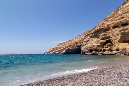 Matala Beach on the island of Crete (Greece)