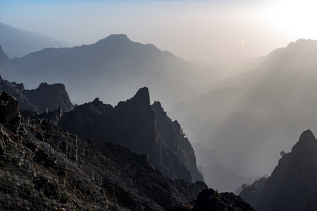 mountain peaks of the national park "Caldera de Taburiente" on the island of La Palma (Spain)の写真素材