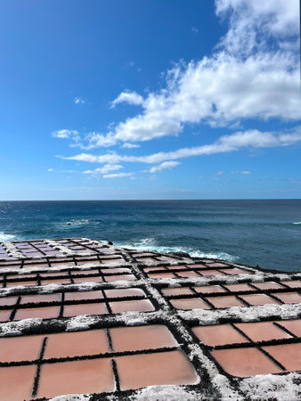 Salt production in the "Salinas de Fuencaliente" on the island of La Palma (Canaries, Spain)の写真素材