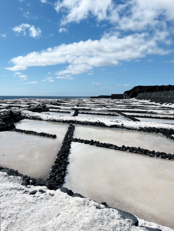 Salt production in the "Salinas de Fuencaliente" on the island of La Palma (Canaries, Spain)の写真素材