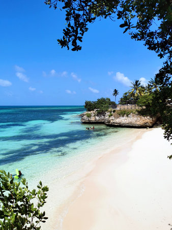 The beach at the Caribbean coast â€œGuardalavacaâ€ in Cuba (Holguin Province)