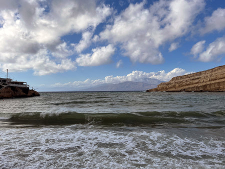 the bay of the vacation destination Matala on the Greek island of Crete