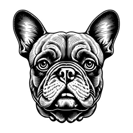 French bulldog head vector illustration for t-shirt design or tattoo.のイラスト素材