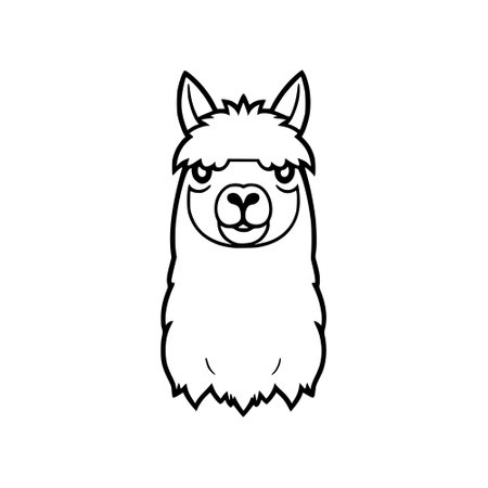 Llama head. Hand drawn llama face. Vector illustration.のイラスト素材